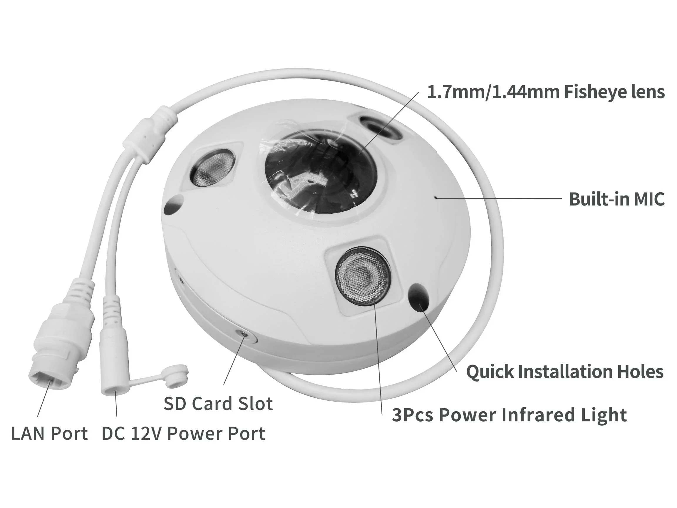 12MP Panoramic Network IR Fisheye Camera Audio Indoor Outdoor Night Vision 360 Degree Wide Angle POE IP Security CCTV Camera