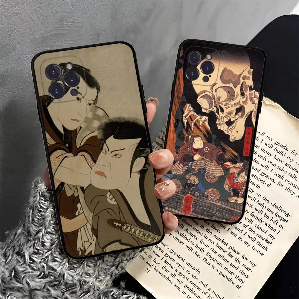 Ukiyo-e Japanese Style Art Phone Case For IPhone 15 14 13 12 Mini 11 Pro XS Max X XR SE 6 7 8 Plus Soft Silicone Cover