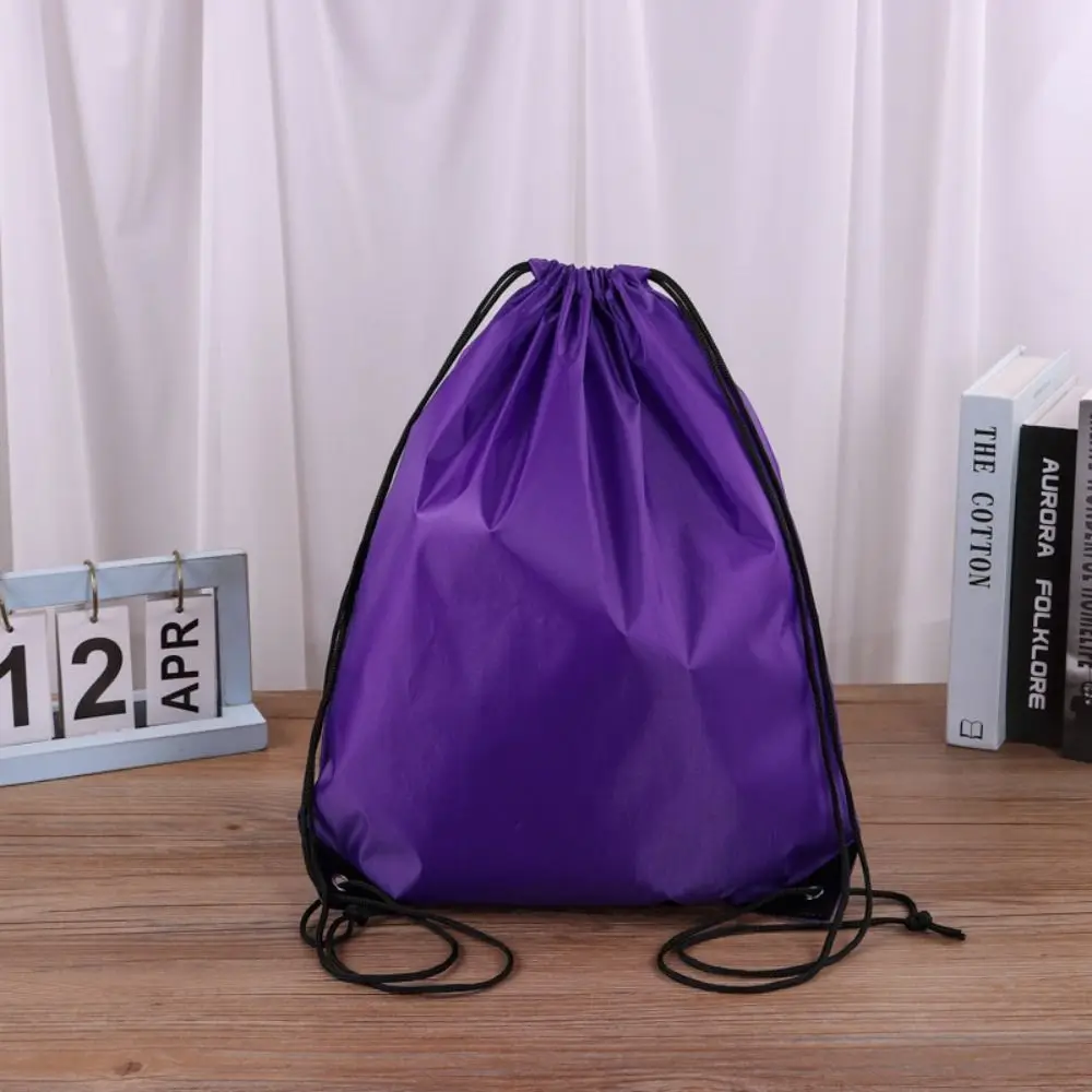

Nylon Drawstring Backpack Solid Color Folding Storage Bag Shopping Bag Basketball Storage Bag Shoulder Bag Gym Sports Backpack