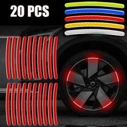 20Pcs Auto Motorcycle Bicycle Car Wheel Hub Reflective Sticker Luminous Stripes Tire Rim Reflective Sticker Night Safety Tape