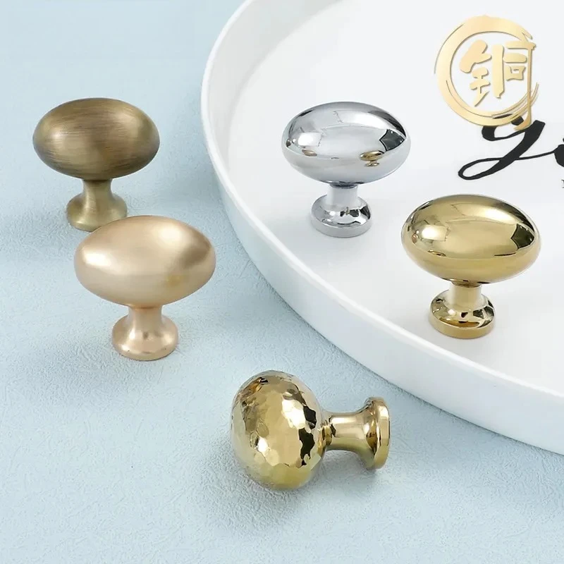 Pigeon Egg Single Hole Brass Handle French Light Luxury Wardrobe Cabinet Drawer Pure Copper Door Knob Hardware
