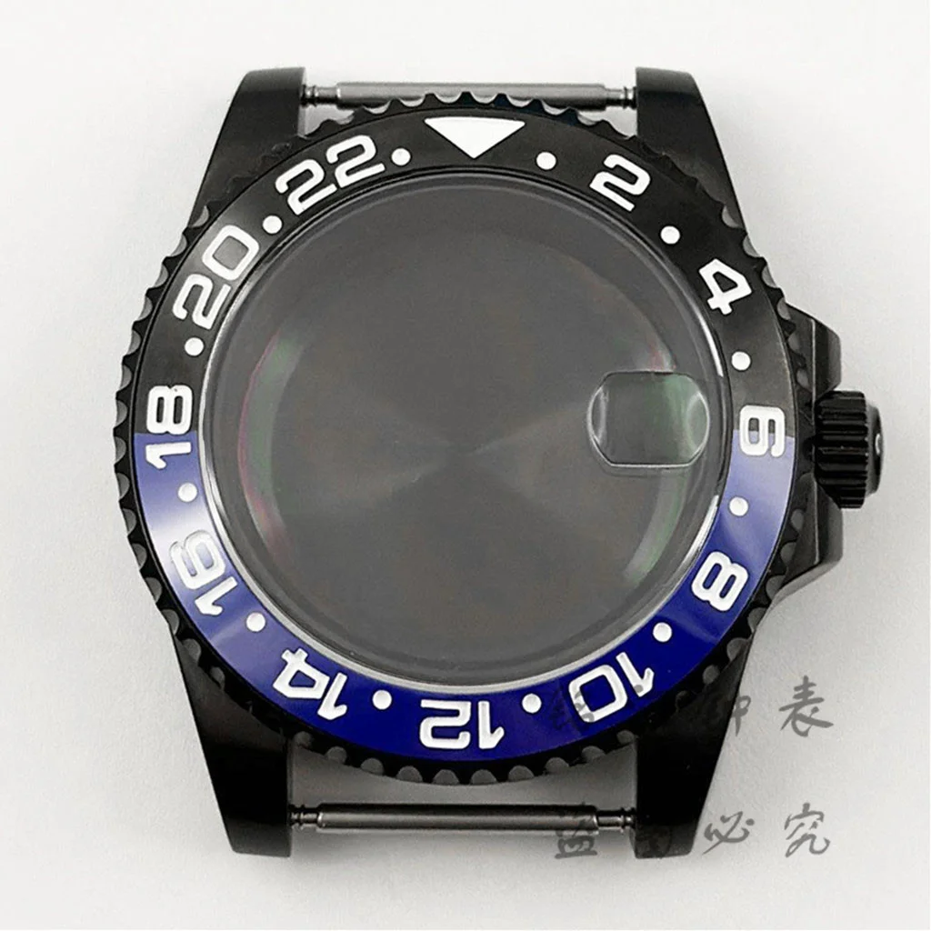 

PVD Black NH35 40MM Black Blue GMT Ceramic Insert Watch Case For ​NH34 NH35 NH36 NH38 NH70 ETA 2824 PT5000 Movement 120 Clicks