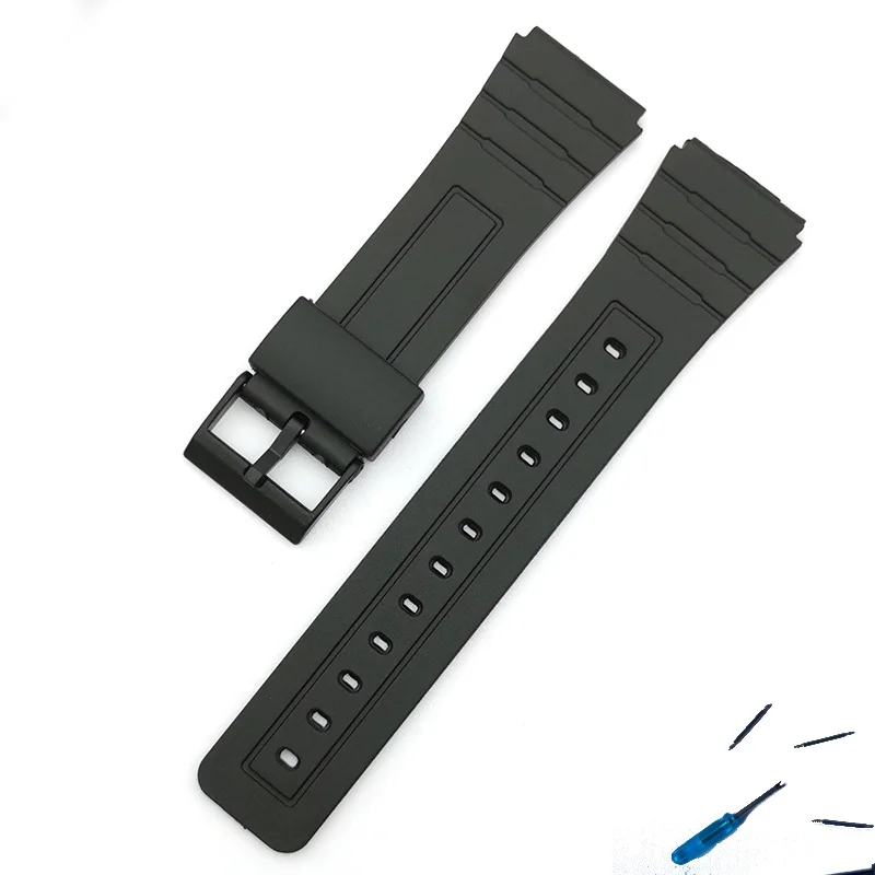 Watch Band Replacement Strap For Casio F-91W 18mm Black Resin Plastic Wrist Watchstrap with Pins Metal Buckle F91 F91W