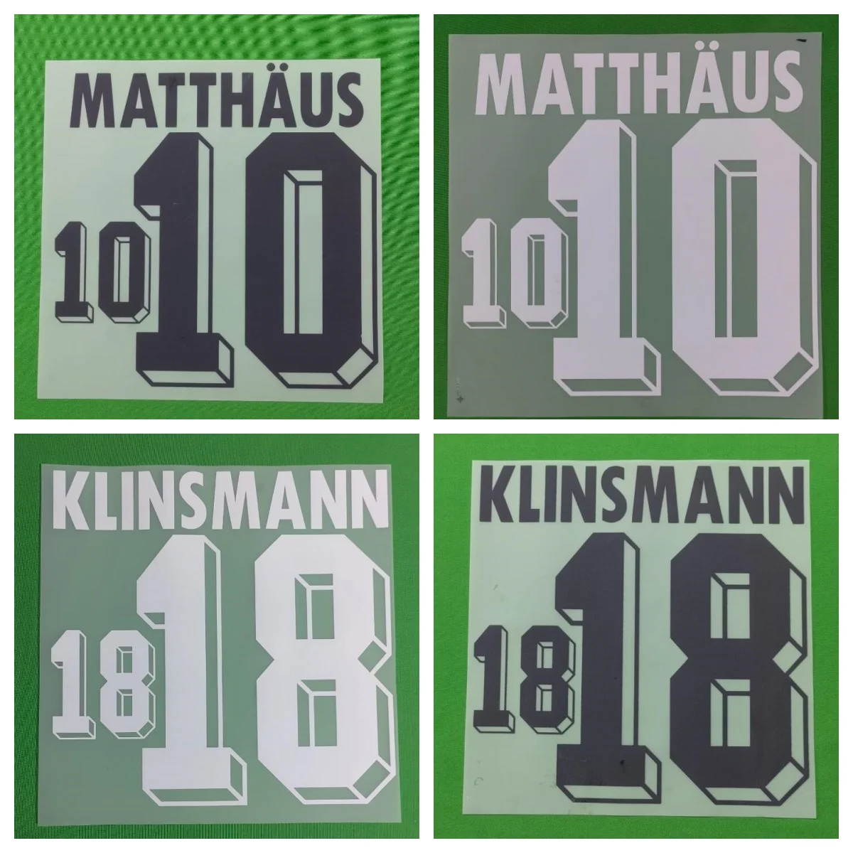 Plastic material 1990 1991 1992 World MATTHAUS 10 KLINSMANN 18 soccer number font print, Hot stamping