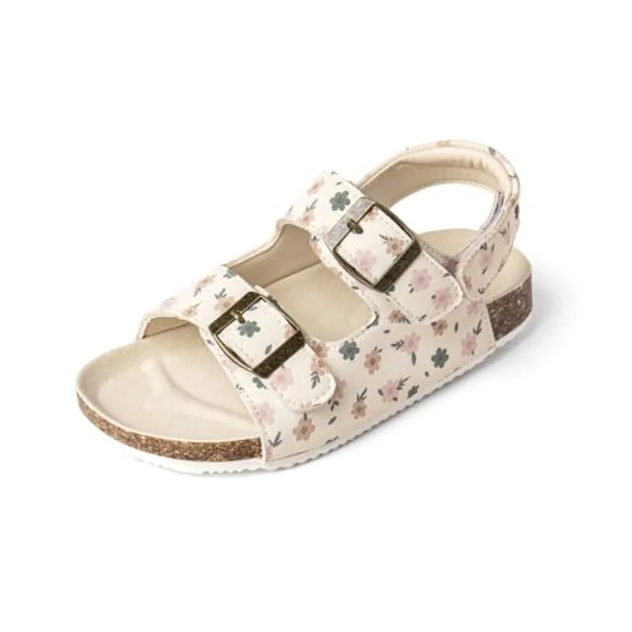 

Boys Girls Cork Footbed Sandals Comfy Summer Slides with Adjustable Straps for Indoor Outdoor