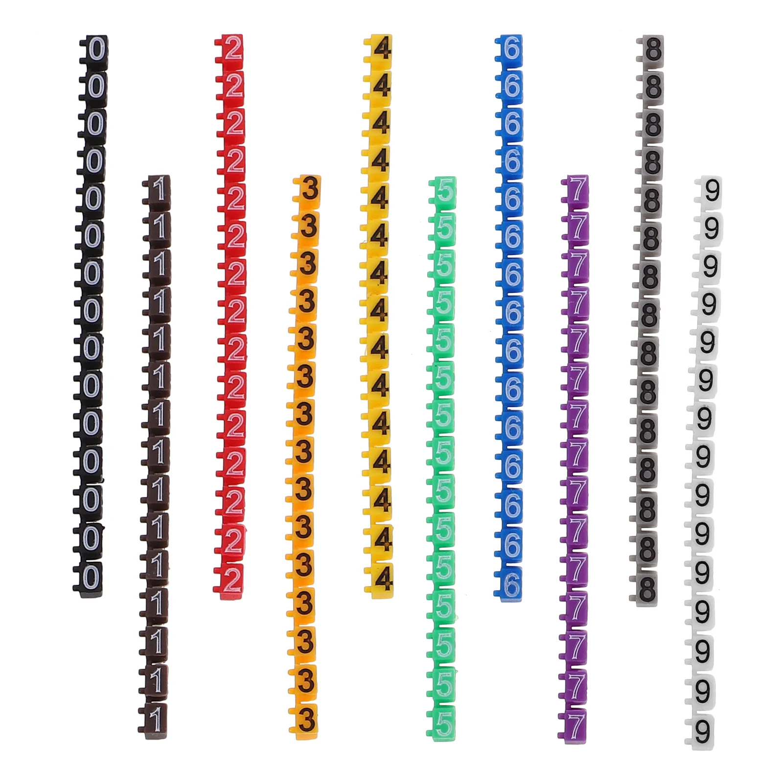 100 Pcs Clip on Wire Markers 0 9 Colored Number Tubes for 6.0 7.5mm Cable Labels Electric Wire Identifier Multicolor Plastic