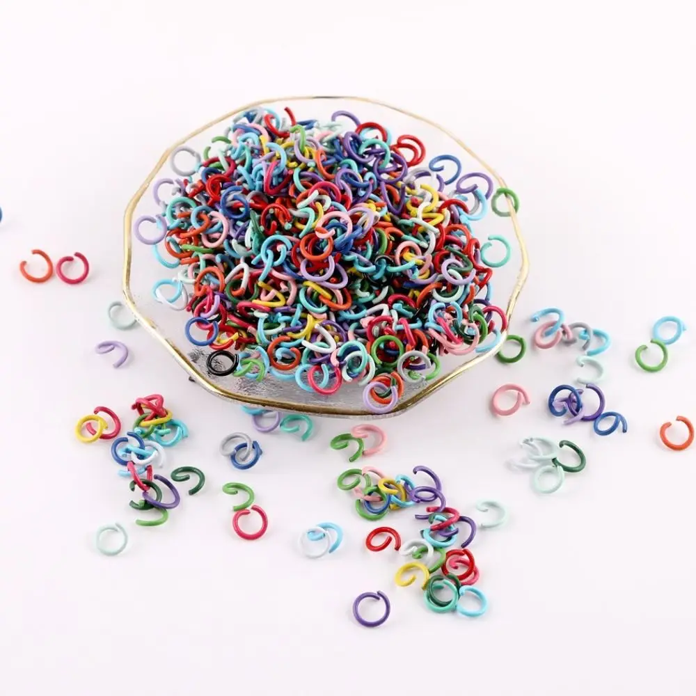 Colored Bead DIY Jewelry Accessories Set Small Rings Enamel Finish Bead Keychain Accessories Screw Eye Pins Bead Chain
