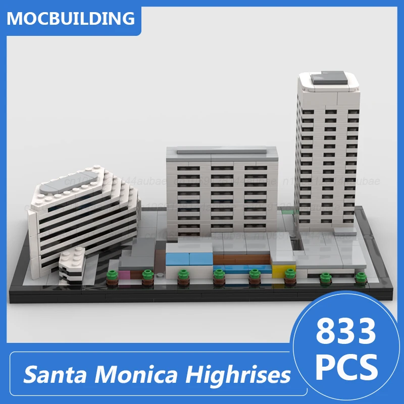 Blocs de construction modèle Santa Monica Highrises MOC, affichage d'architecture, bricolage, briques à assembler, Collection, jouets créatifs, cadeaux, 833 pièces