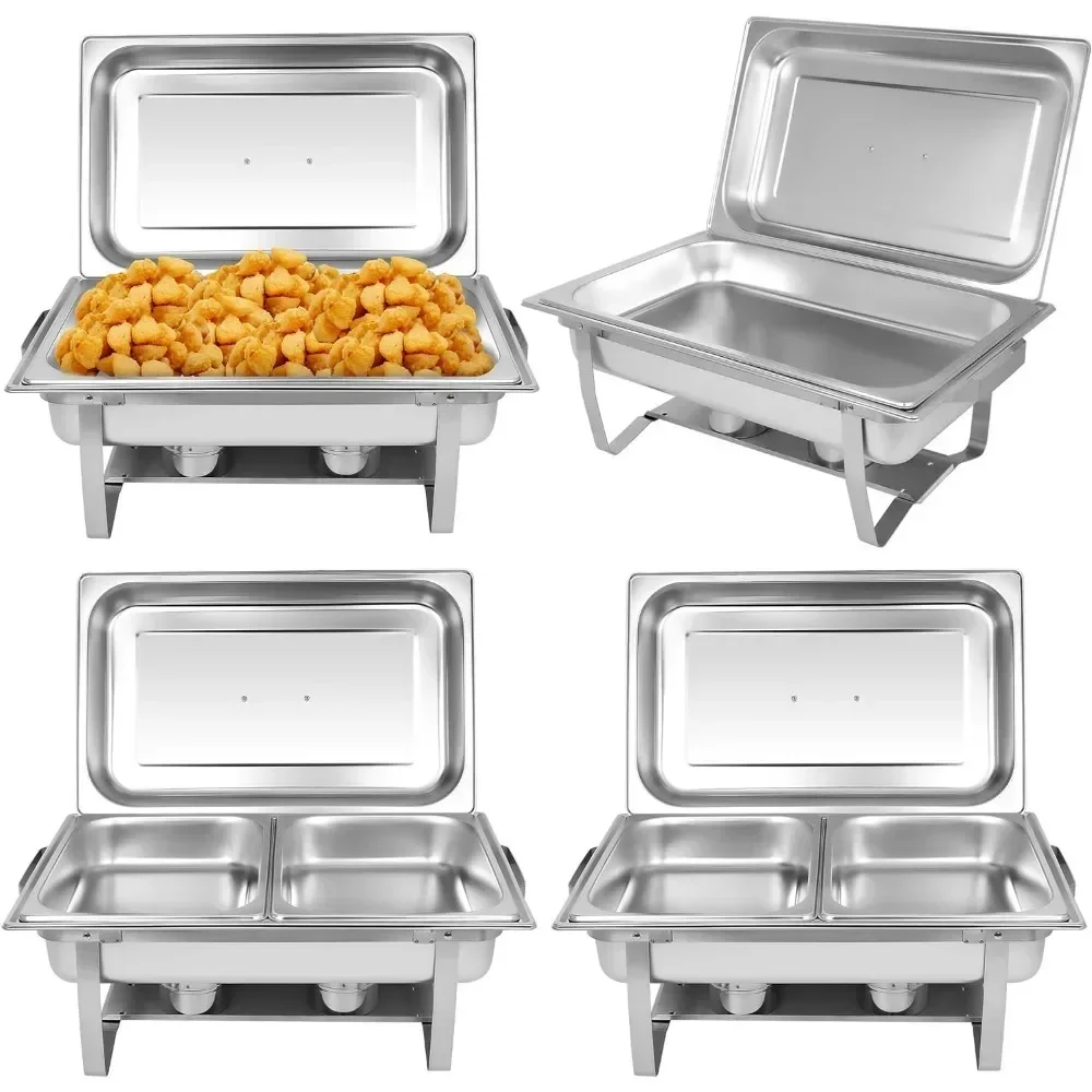 -Chafing Dish Buffet Set[4 Pack] 8QT Stainless Steel Buffet Chafers,Catering Food Warmers Set With 6 Trays
