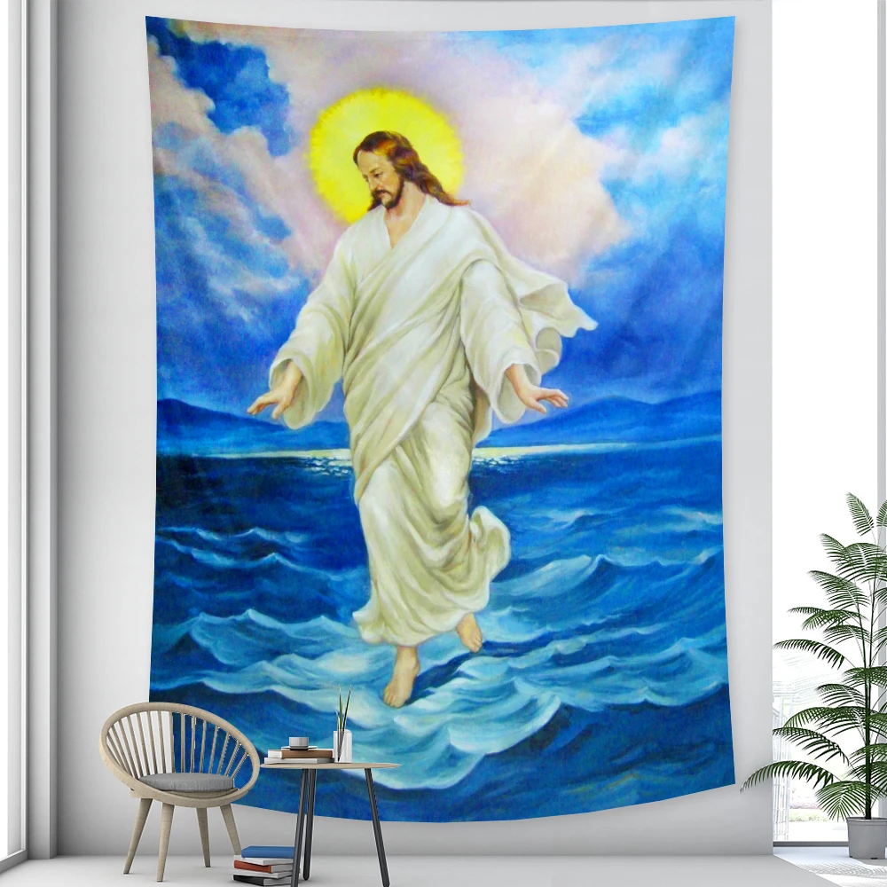 Jesus Tapestry Home Decor  Bedroom Bed Sheet Hippie Boho  Yoga Mat Wall  Backdrop Cloth