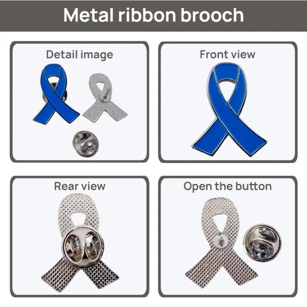 Blue Ribbon Pin 5/10/50/100 Pcs Colon Cancer Prostate Cancer Awareness Pin Blue Brooch Enamel Lapel Pins