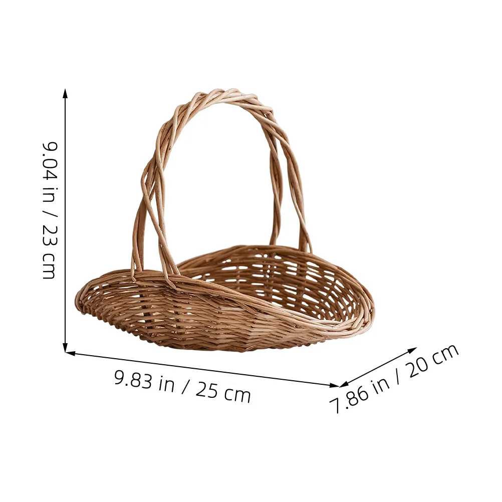Cesta de mimbre para frutas y verduras, cesta portátil tejida a mano para Picnics, jardinería, eventos al aire libre, decoración de almacenamiento, cesta de almacenamiento para Picnic