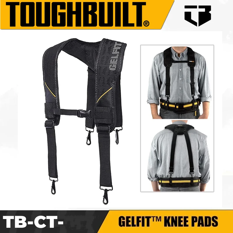 TOUGHBUILT Outdoor H-Harness Duty Belt Suspenders Work Pouch Weight Distribution Comfortable Durable TB-CT-51G