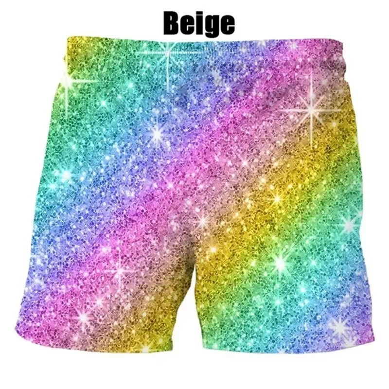 3D Print Gorgeous Colours Graphic Beach Shorts For Men Casual Summer Cool Board Shorts Hombre Plus Size Mens Swim Trunks