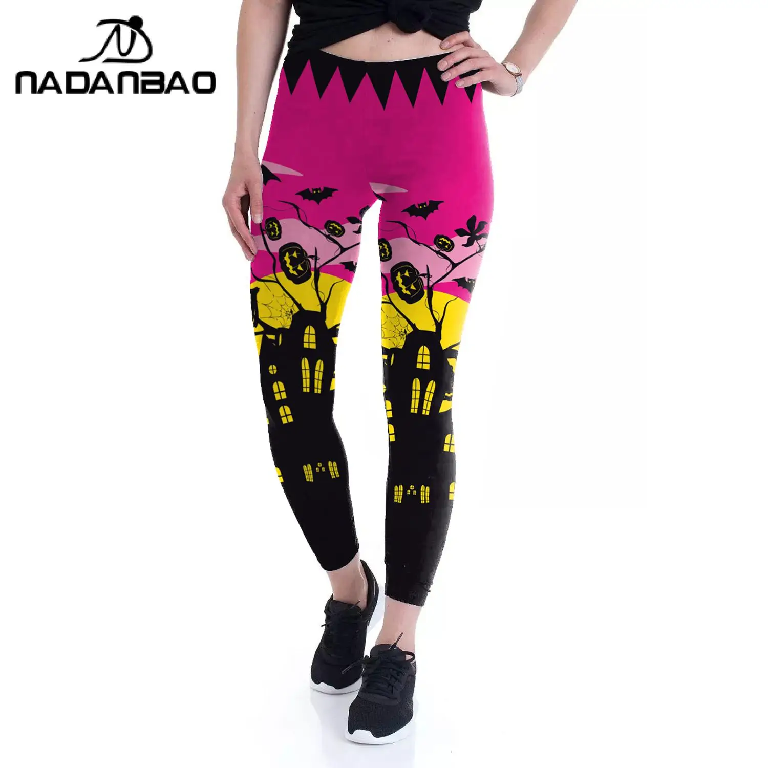 

Nadanbao 3D Printed Halloween Trousers Sexy Slim Leggings Woman Party Tights Soft Stretchy Long Pants Outdoor Workout Bottom