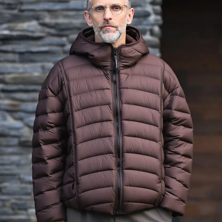 

Men's Winter ort 90 White Du down Jaet Thiened Warm Anti-Cold Coat Hooded Outdoor Ci Casual Home Wear Nylon Fabric