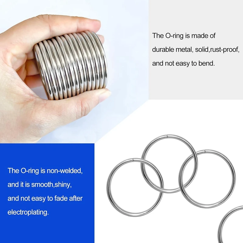 GTBL 60Pcs Heavy Duty 3/2 Inch 38Mm Silver Multi-Purpose Metal O Ring For Camping, Hardware, Bags Belts Dog Leashes DIY Craft