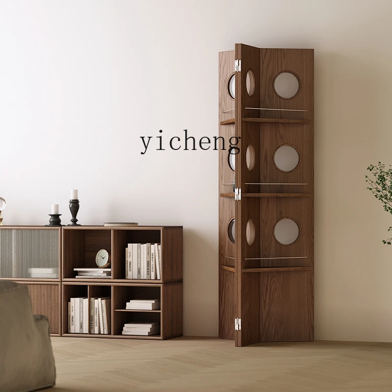 

FY display screen solid wood partition foldable semi-transparent mobile