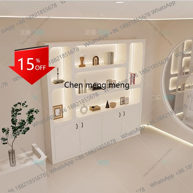 E153 French Cream Style Beauty Salon Display Cabinet Minimalist Style Designer High-end Display Rack Luxury Commercial Furniture