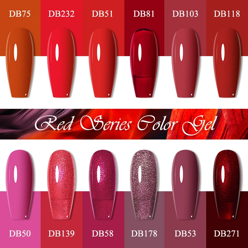 Mtssii 6 قطعة/المجموعة الأحمر هلام مسمار مجموعة طلاء الأظافر بريق الترتر شبه دائم قاعدة ماتي معطف فوقي نقع قبالة LED UV مسمار الفن هلام الورنيش