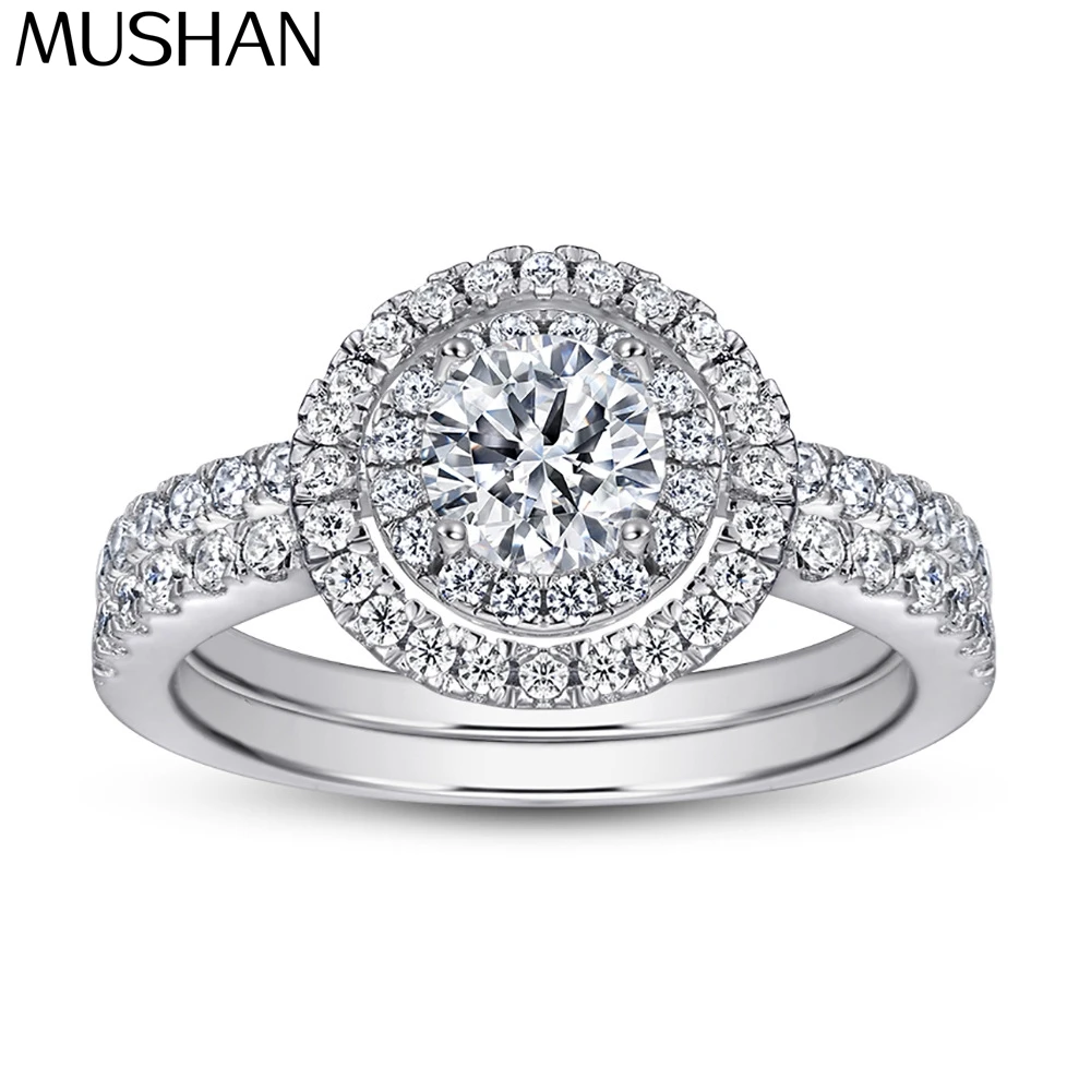 

MuShan Jewelry 925 Sterling Silver Ring Wedding Band High Carbon Diamond Wedding Bridal Party Cocktail Women Rings Fine Jewelry
