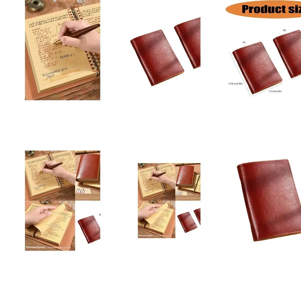 Lined Paper Writing Journal with PU Leather Cover and Loose Page Change Design for Study and Office Use D2RC
