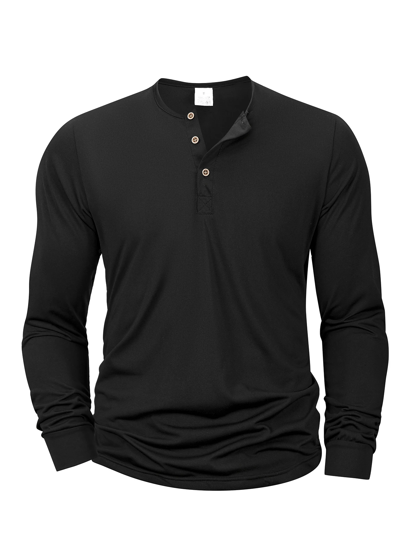 Men's Long Sleeved Henley Neck T-shirt Slim Fit Bottoming Shirt Fitness Tops Tees Button Neck Casual Cozy Tshirt image 2