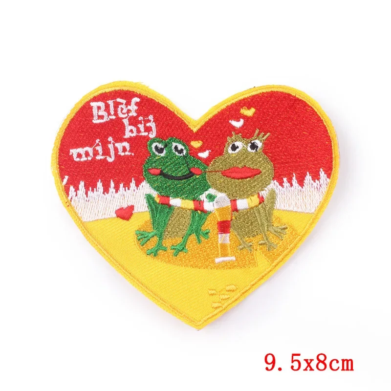 Iron On Patches for Clothes The Red Frog Clothing Stickers Fabric Sewing Embroidered Patch Thermal Adhesive Applique Fusible