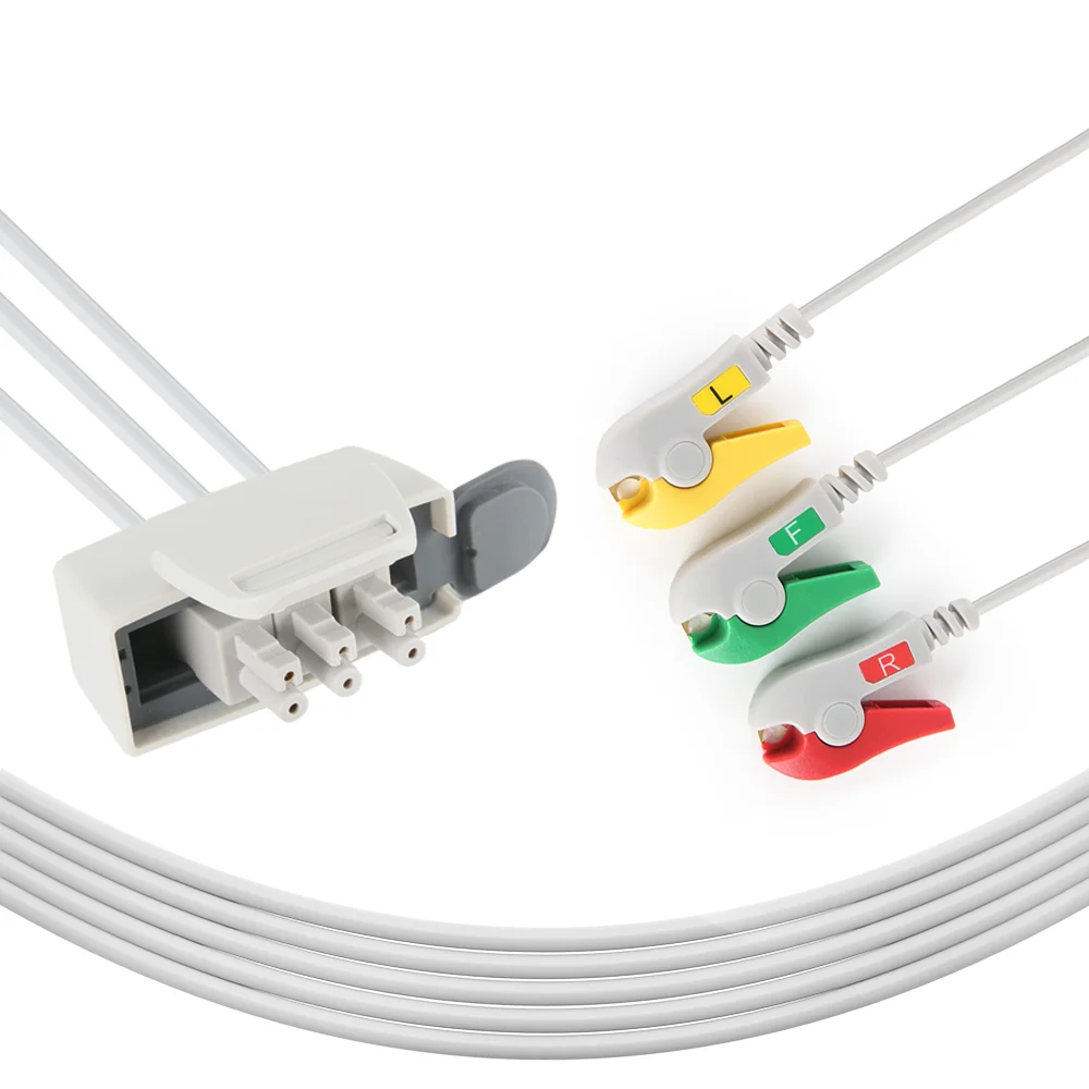 

Compatible with Philipps M2595A ECG Telemtry Leadwire, 3 leads snap IEC ECG cable for hospital use