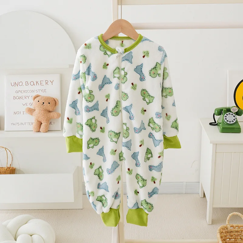 Kids Spring Flannel Pajamas Children Panda Dinosaur Sleepwear Kigurumi Jumpsuit for Boys Girls Blanket Sleeper Toddler Pyjamas