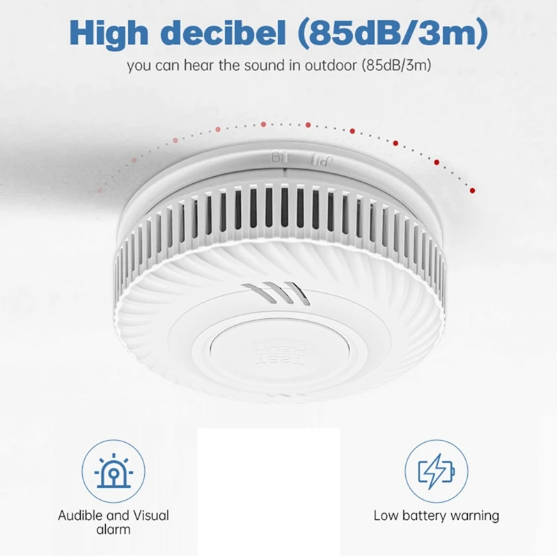 Built-In 10 Year Battery Smoke Detector Wifi Function Tuya Smart Home Parlor Child Room Kitchen Shop Fire Alarm Sensor