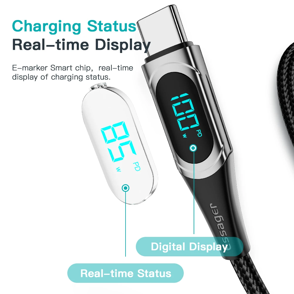 Essager USB Type C To USB C Cable 100W/5A PD Fast Charging Charger Wire Cord For Macbook Xiaomi Samsung Type-C USBC Cable 2M