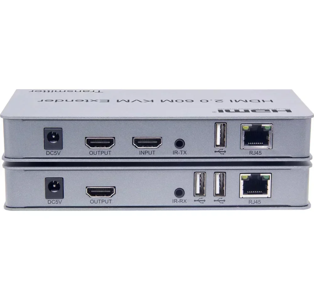 4K60hz HDMI2.0 60M KVM Extender Video Transmitter and Receiver Over RJ45 Cat6 Network Cable Support USB Mouse Keyboard HDMI Loop