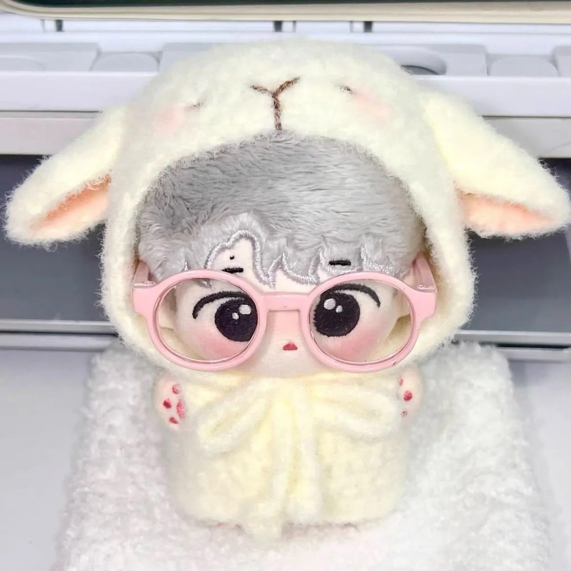 Lovely Furry Little Lamb Plush Jumpsuit 10CM Doll Clothes Starfish Body Suit  For 10cm Idol Doll Sheep Outfit Toys Accessorie