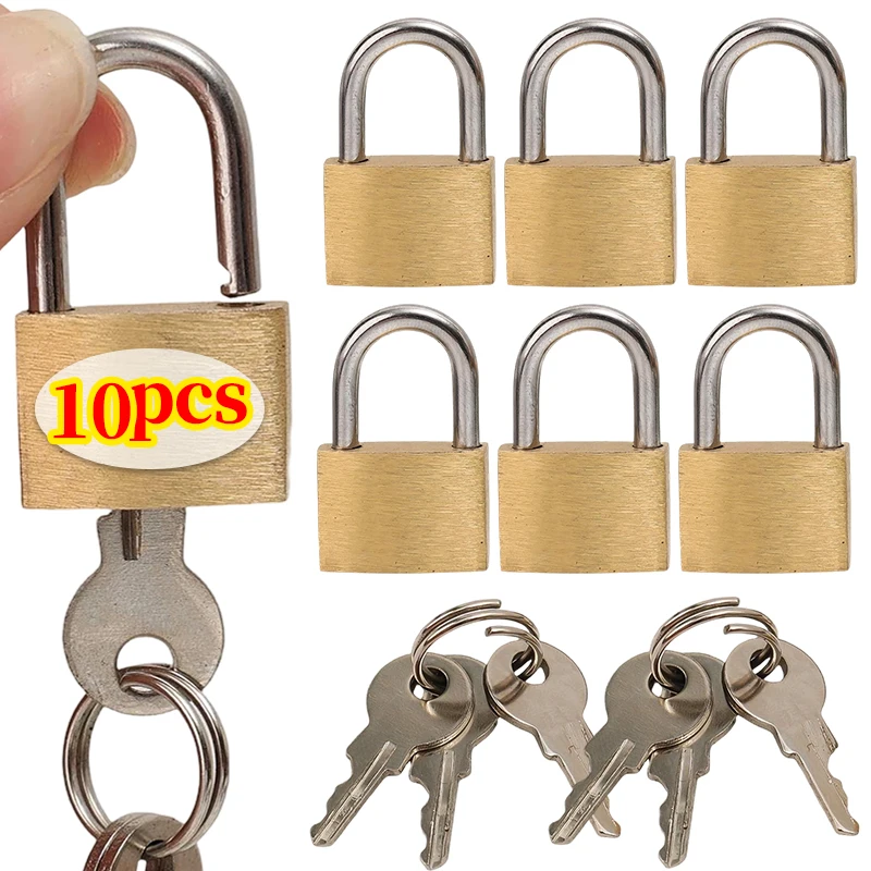Mini Copper Padlock Travel Lock with Keys Portable Anti Theft Security Lock for Backpack Zipper Suitcase Luggage Drawer Cabinet