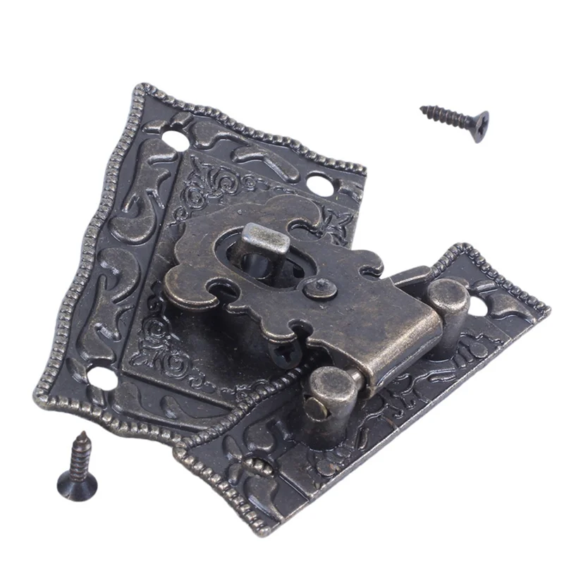 10X علبة خشبية صندوق الصدر مستطيل المشبك إغلاق غلق بمشبك المزالج لهجة برونزية-AT36 #3