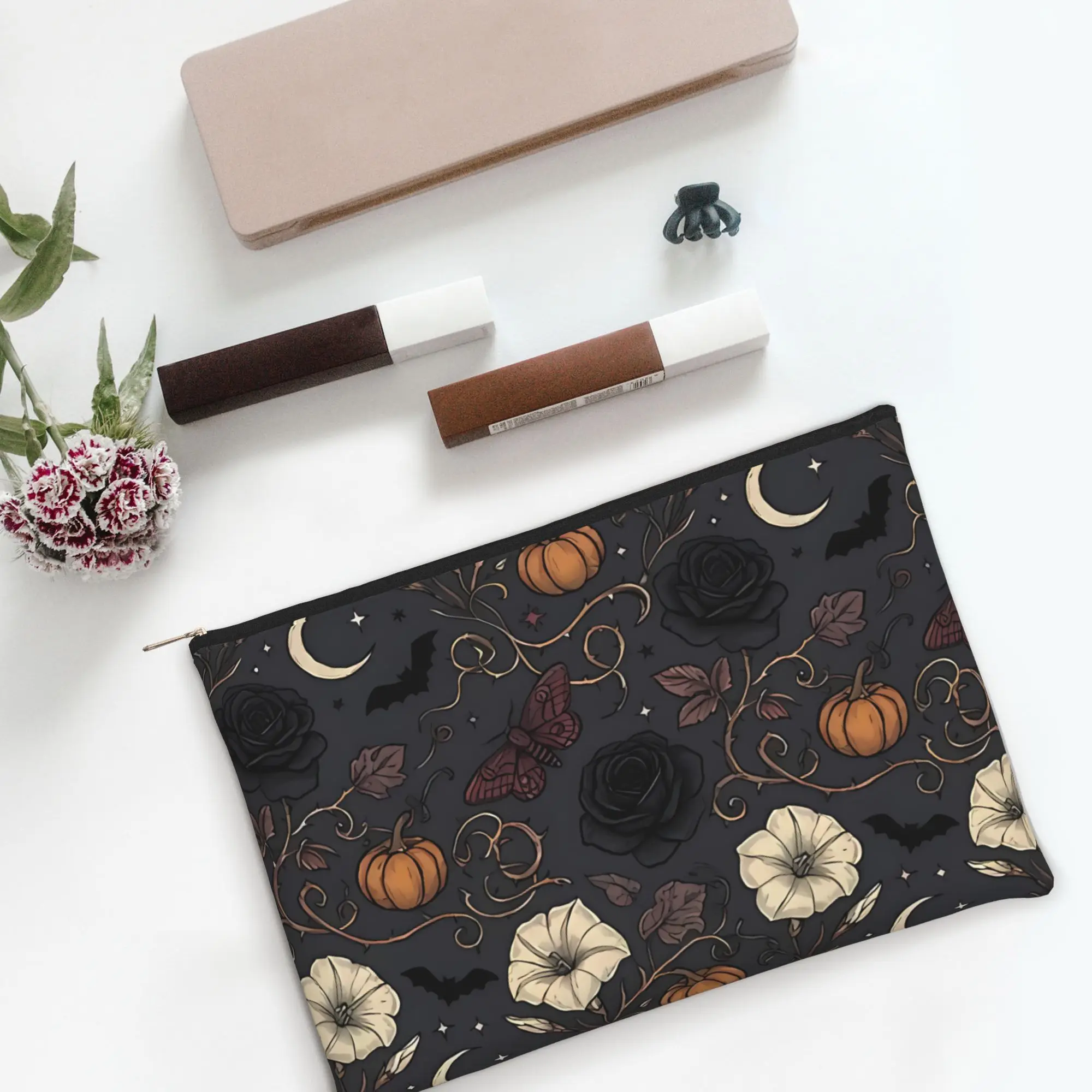 Lightweight Cute pouch Gothic Autumn Makeup Bag  Toiletry Bag with Zipper