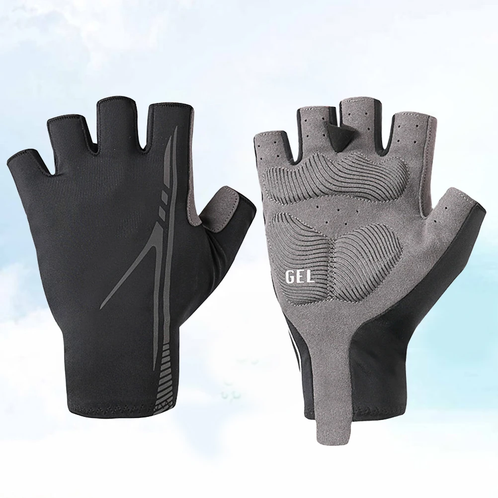 

Half Finger Cycling Gloves Breathable Unisex Riding Mountain Bike Shockproof Antislip Short Gloves for Jogging Fishing Hiking