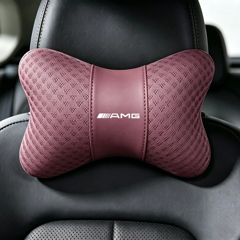 2Pcs PU Leather Car Pillows Headrest Neck Rest Cushion for Mercedes Benz AMG GLC GLE GLB CLA W205 W203 W204 W211 W212 W206 W210 view 4