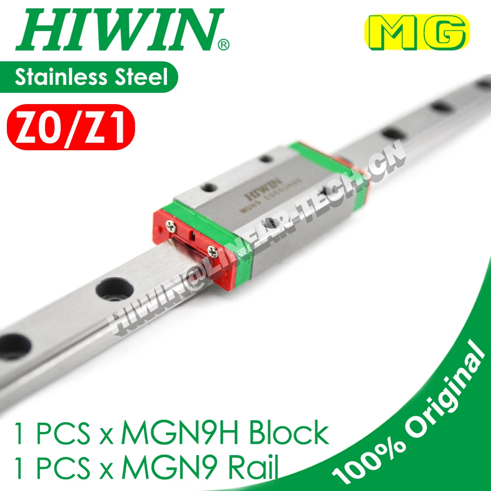 HIWIN MGN9H Genuine HIWIN Voron Linear Rail 200 300 350 400 450 500MM Z0 Z1 Preload HIWIN MGN9 Block Voron Carriage 3D Printer