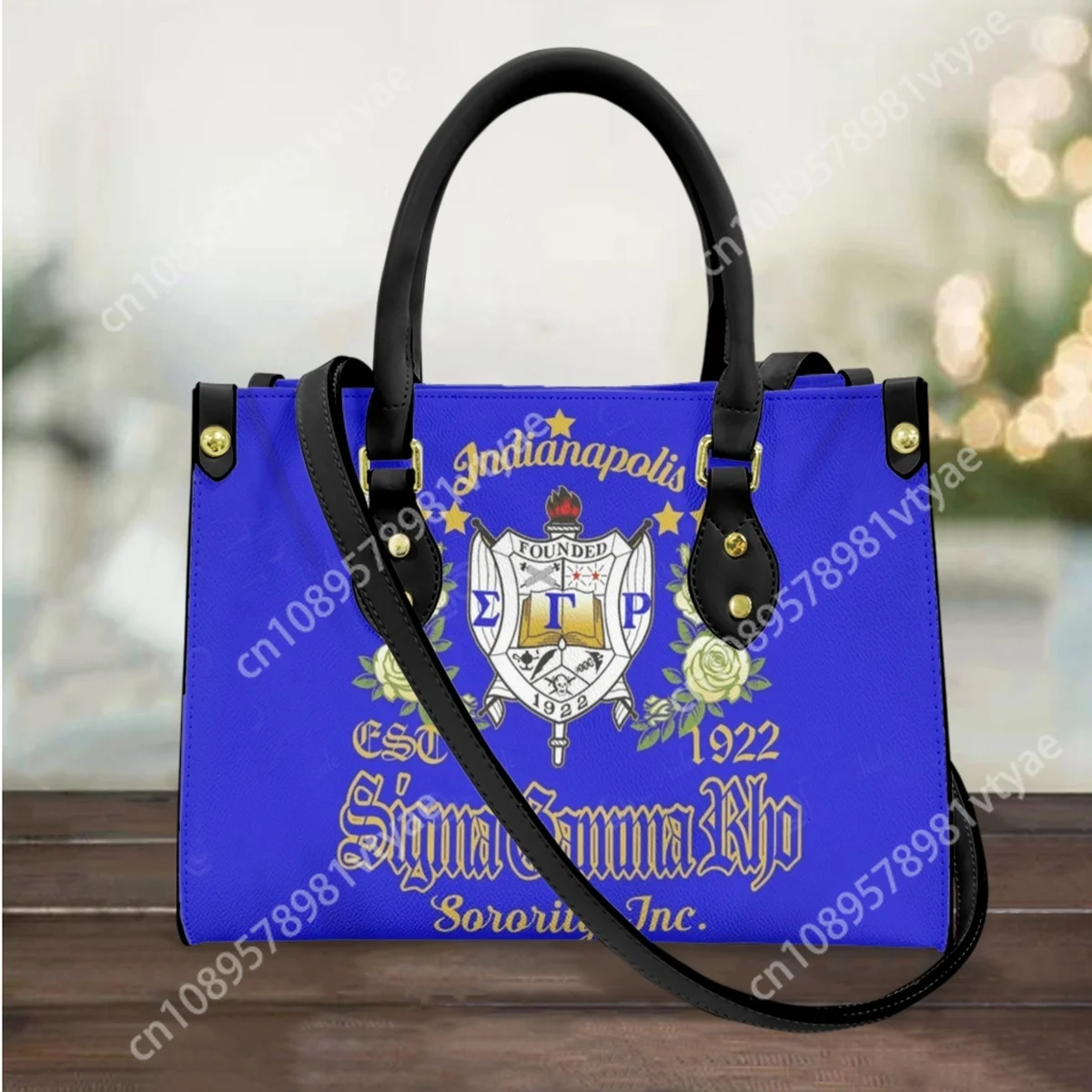 

Sigma Gamma Rho Leather Top Handle Totes Women Long Shoulder Strap High Quality Handbags Outdoor Commuting Popular Messenger Bag