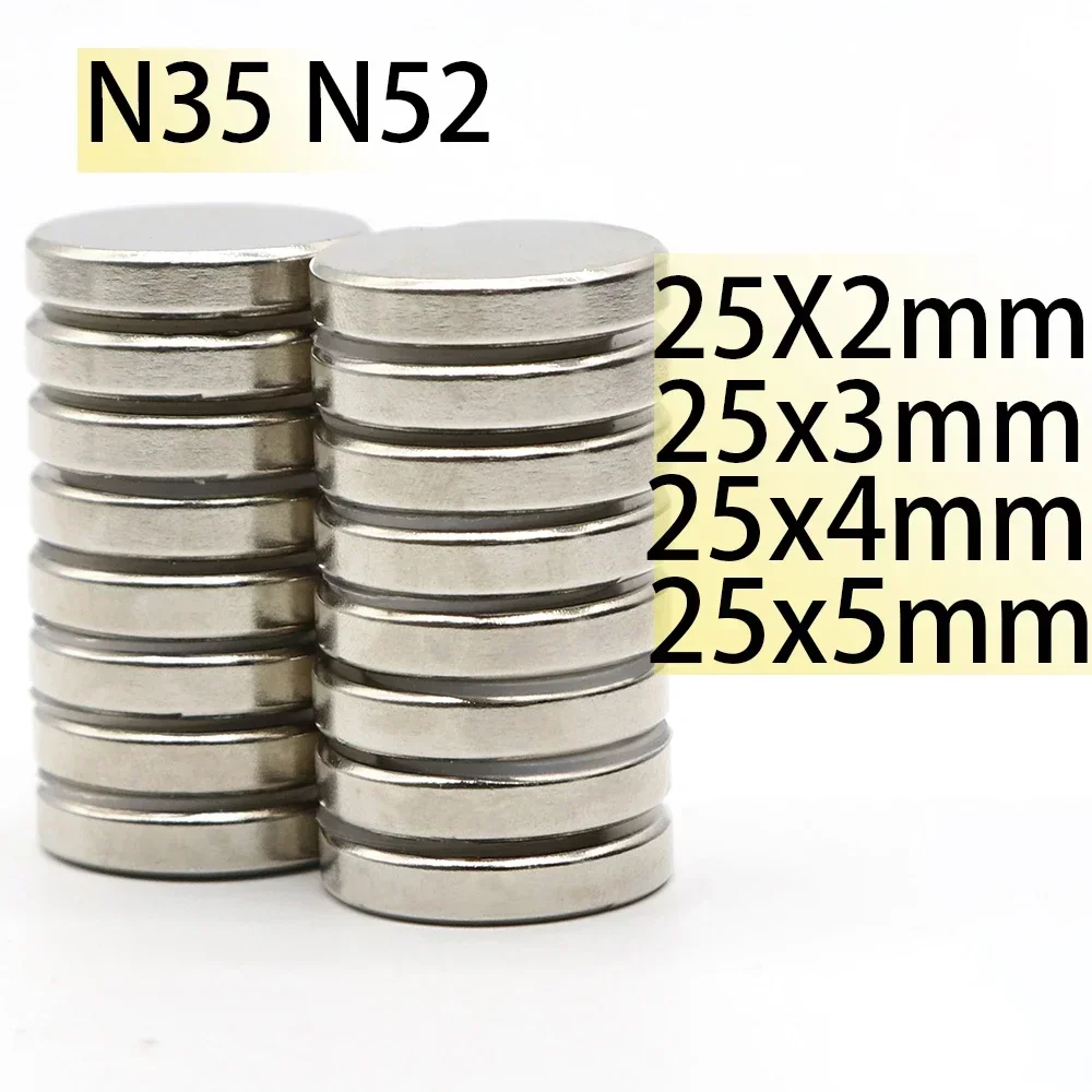 

N52 25x2 25x3 25x4 25x5 N35 Strong Disc Neodymium Round Magnet Search Magnet Fridge Generator Customised Electric Motor Engine