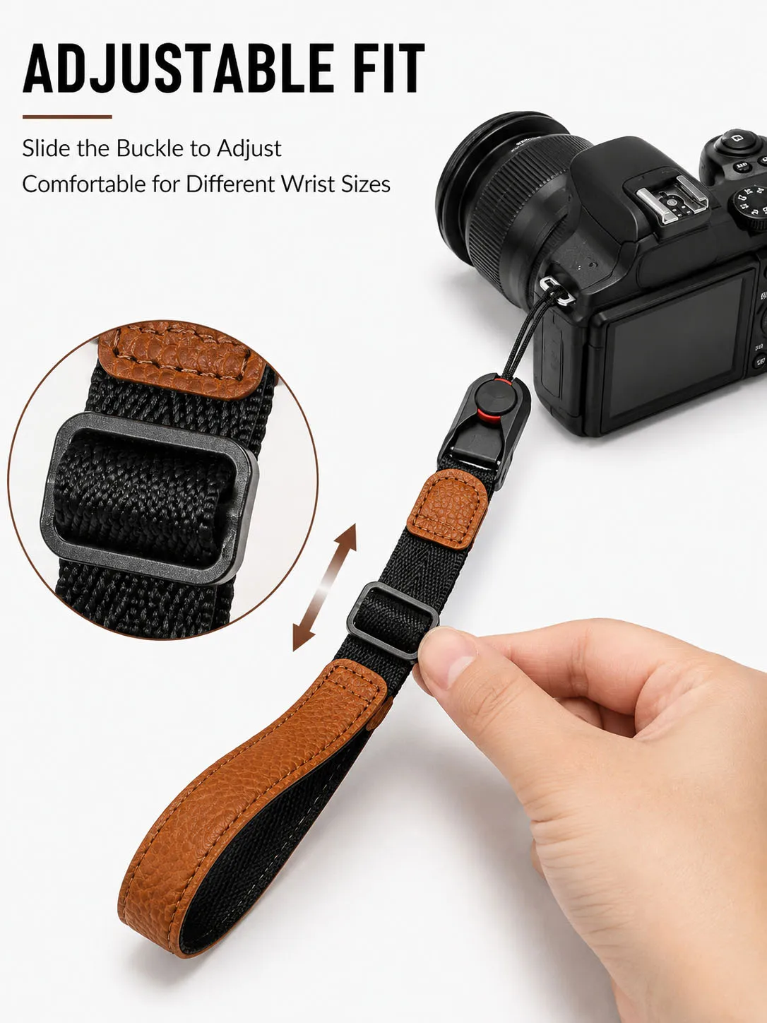 SOARSHOT Schnellverschluss-Kamera-Handgelenkschlaufe Verstellbarer Handgriff für Canon, Sony, Nikon, Fujifilm DSLR- und Spiegelloskameras – Detail 3