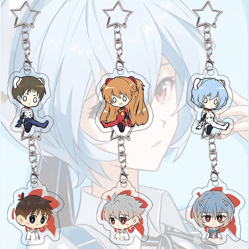 EVA Acryl Schlüsselanhänger Cartoon Shinji Ikari Asuka Langley Soryu Schlüsselring Rei Ayanami Kaworu Nagisa Taschen-Anime-Anhänger Geburtstagsgeschenk