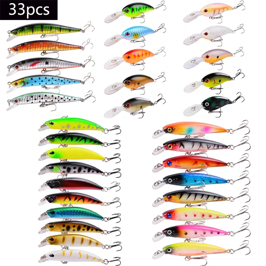 33pcs,25pcs,15pcs Mixed Fishing Lure Bait Set Kit Wobbler Crankbaits Swimbait Minnow Hard Baits Pesca Carp Lures Fishing Tackle