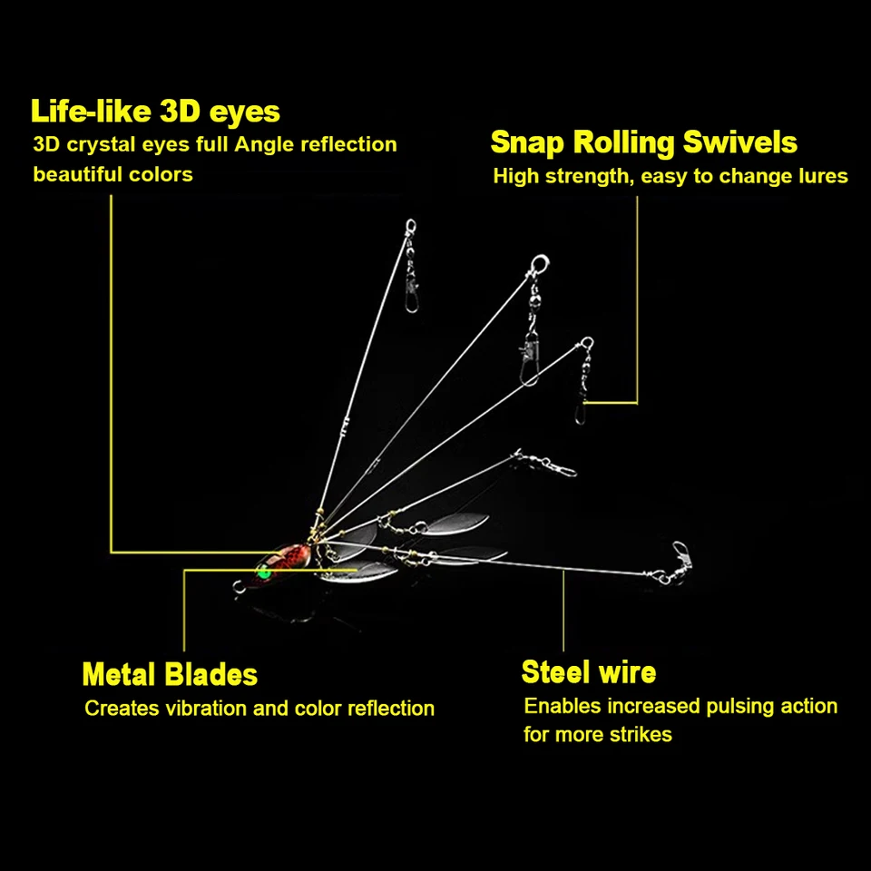 Leurre De Pêche Parapluie Alabama Rig 5 Bras 18g Avec Paillettes Rotatives - Appât Ultra Attractif