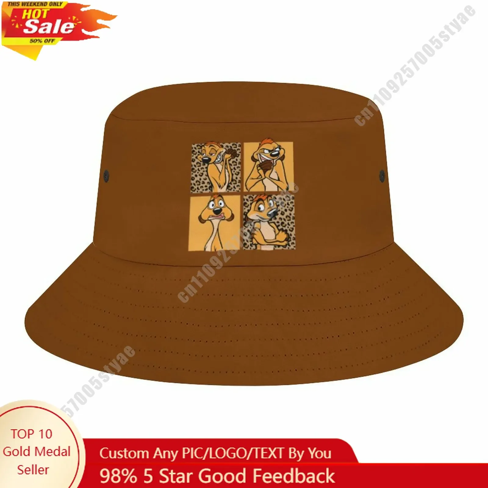 

Timon Bucket Cap Disney Cartoon DIY Custom Your Graphic Design Fisherman Hat Holidays Gift Sun Protection Fashion Hat