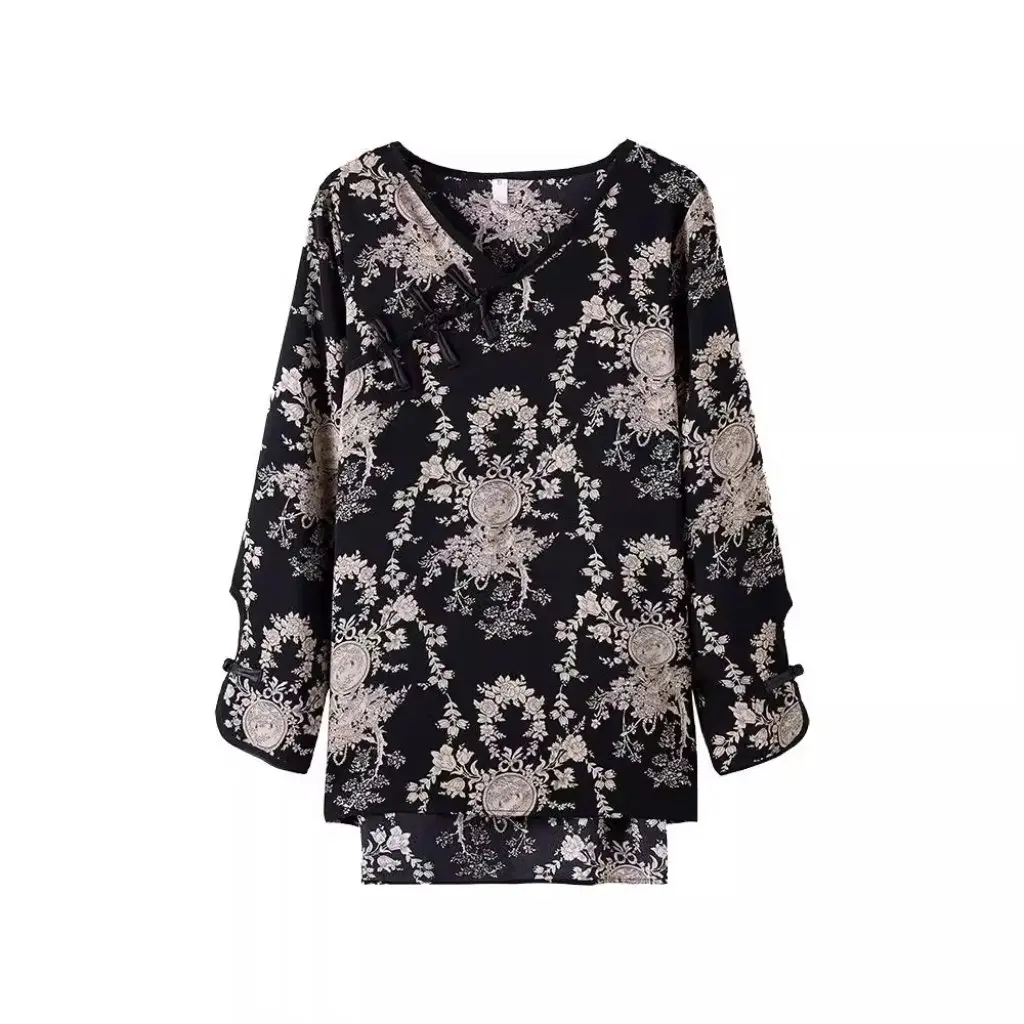 

Новое осеннее поступление, утягивающая блузка с нерегулярными разрезами, модная футболка средней длины в стиле ретро, женская рубашка больших размеров