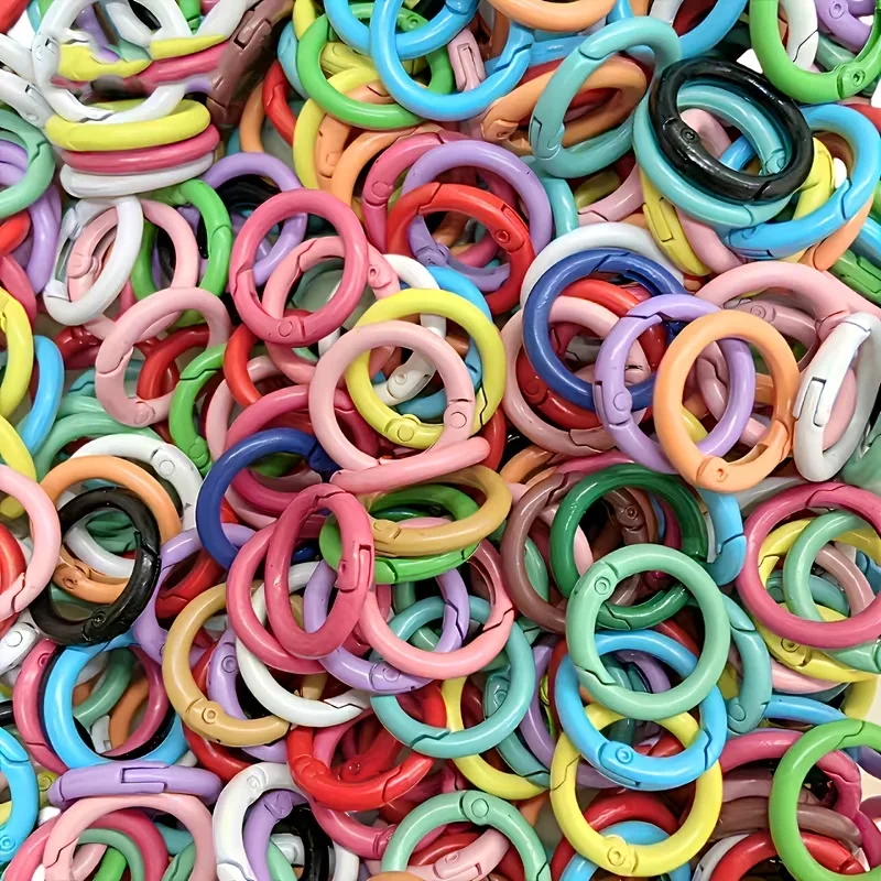 50 Pieces - Zinc Alloy Spring O-Rings - Multi-Color Durable Metal Quick-Release Snap, Suitable for DIY Keychains