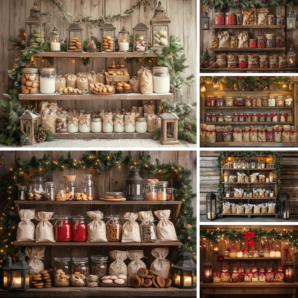 Photography Background Winter Christmas Bakery Snowy Forest Xmas Tree Kids Family Portrait Decor Backdrop Photo Studio